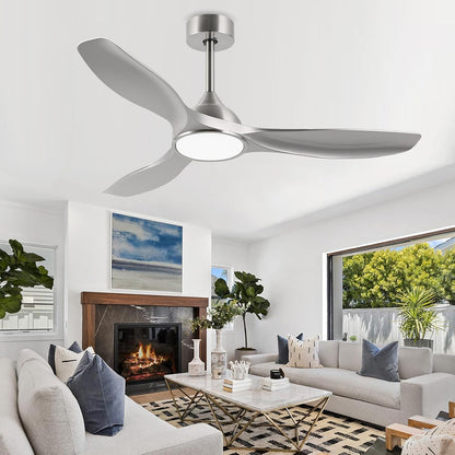 52 Inch Quiet DC Motor 6 Speed High CFM Modern Ceiling Fan with Lights Remote Control, 3 Blade Indoor Silver Ceiling Fan for Bedroom, Office, Living Room-0