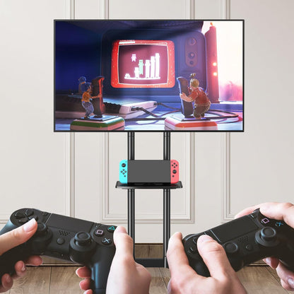 Rolling TV Stand for 32-75 Inch TVs with Shelf-0