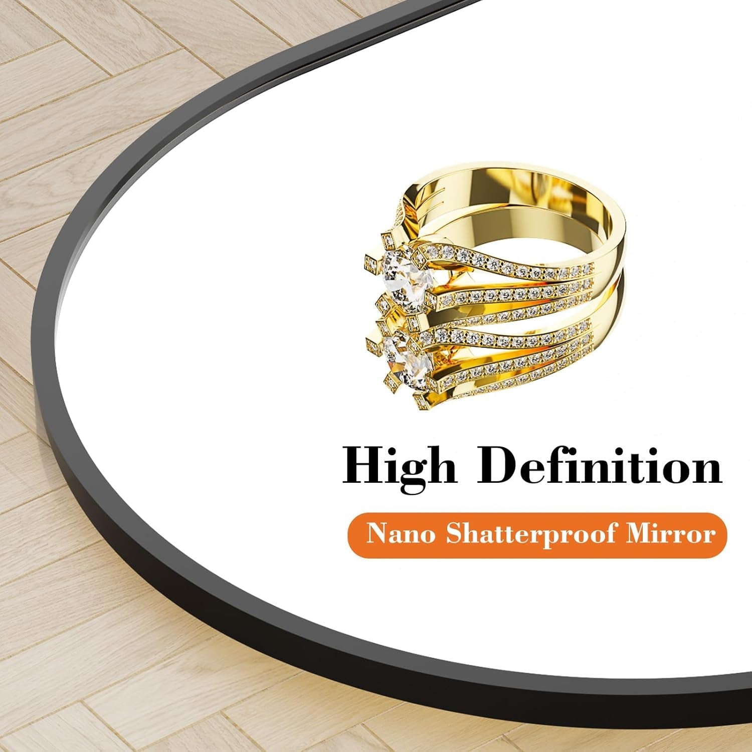 Arched Full Length Mirror with Stand 64"X21" Floor Standing Aluminum Frame for Bedroom Body Hanging Leaning Modern Simple Home Decor Shatter-Proorf Nano Glass Wall Living Room Cloakroom Black-3