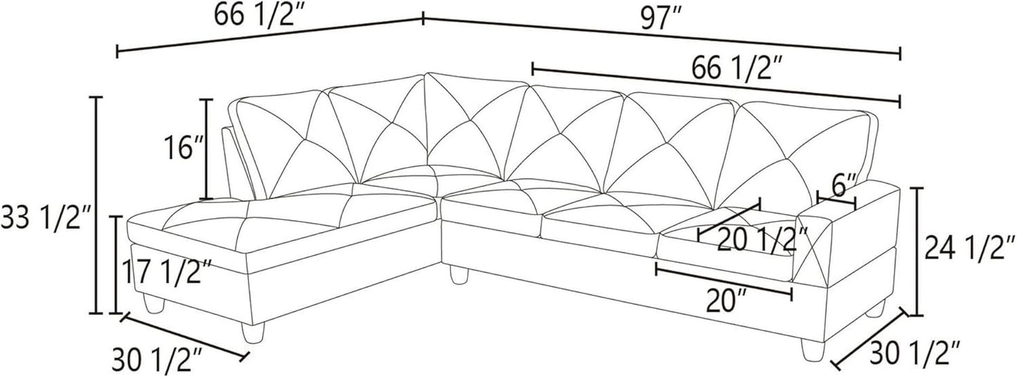 L-Shaped Sectional Sofa Set Luxurious Flannelette 5-Seat Couches, Durable and Comfortable, Space-Saving Design Perfect for Modern Living Room, Apartment, Grey White-1