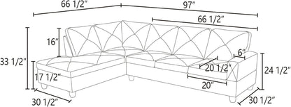 L-Shaped Sectional Sofa Set Luxurious Flannelette 5-Seat Couches, Durable and Comfortable, Space-Saving Design Perfect for Modern Living Room, Apartment, Grey White-1