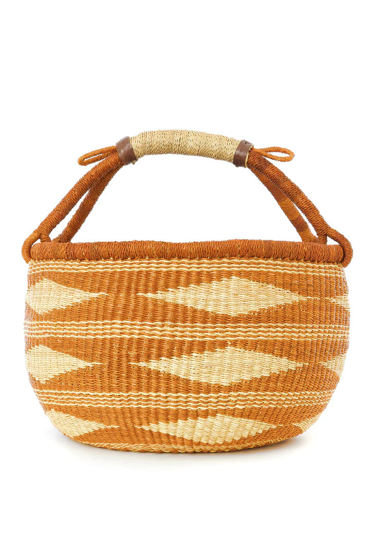 Copper Diamond Handwoven Decorative Bolga Basket