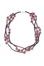 Tiger Powder Glass Bead Necklace with Phono Discs