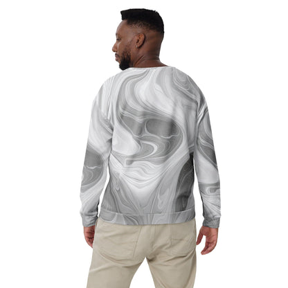 Graphic Sweatshirt for Men - Grey White Boho Marble Print-1