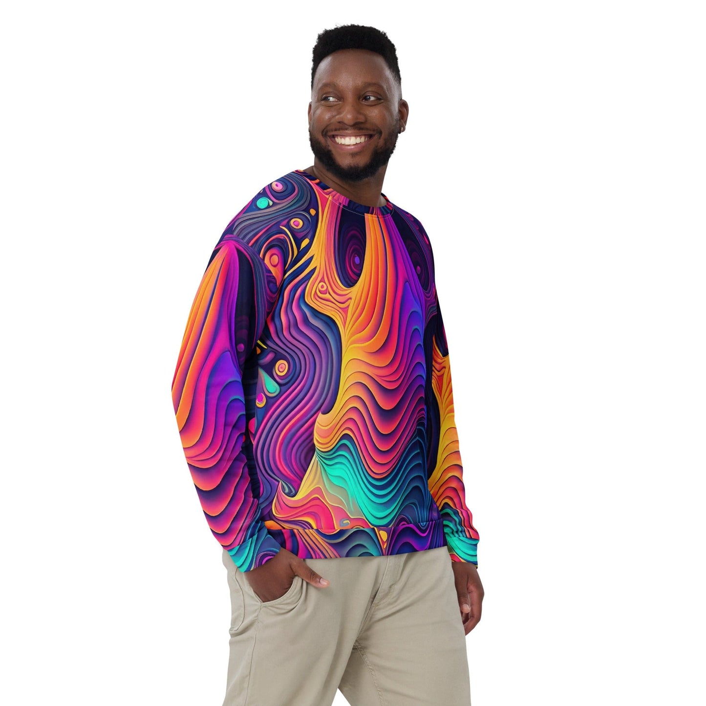 Graphic Sweatshirt for Men - Vibrant Psychedelic Kaleidoscope Boho-0