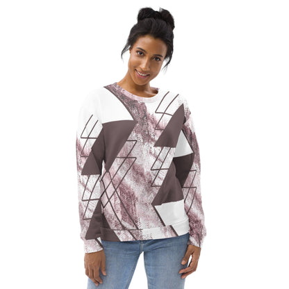 Graphic Sweatshirt for Women Mauve Rose and White Triangular-0