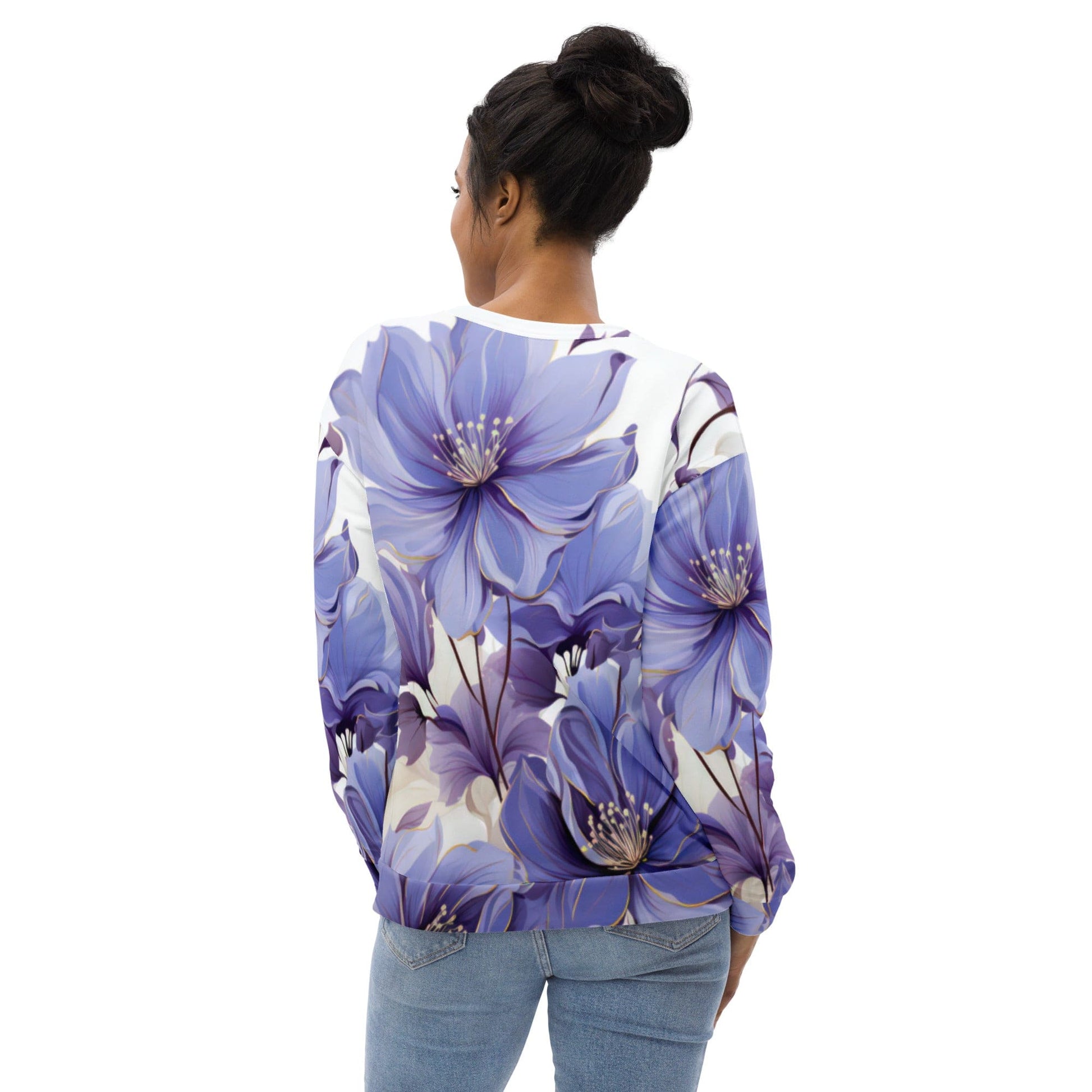 Graphic Sweatshirt for Women Purple Botanical Blooms-1