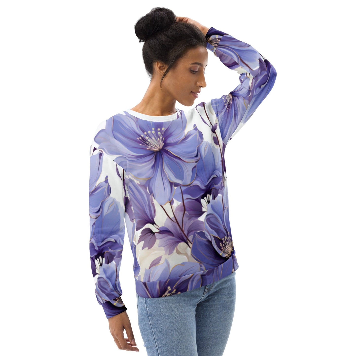 Graphic Sweatshirt for Women Purple Botanical Blooms-2