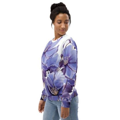Graphic Sweatshirt for Women Purple Botanical Blooms-3