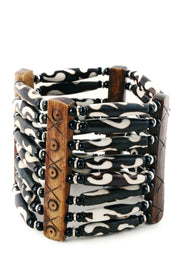 Wide Brown Cow Bone Bracelet