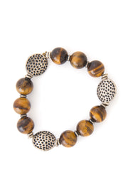 Kenyan Tiger's Eye and Silver Stretch Bracelet