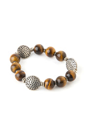 Kenyan Tiger's Eye and Silver Stretch Bracelet