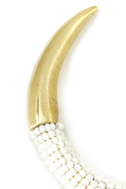 Brass Talon Bracelet with White Beads