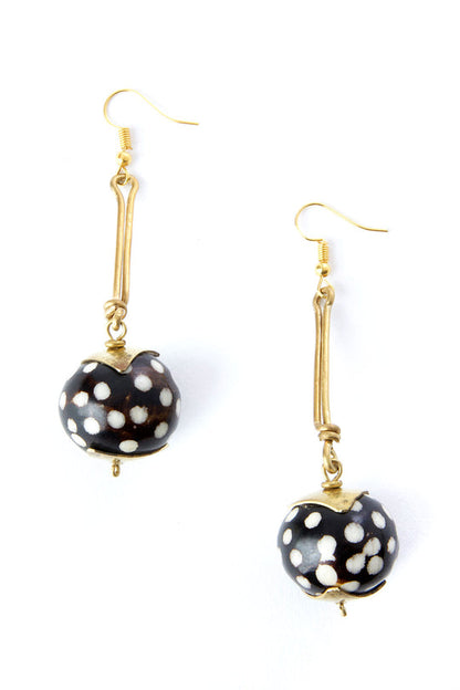 Batik Cow Bone Sphere Earrings from Kenya