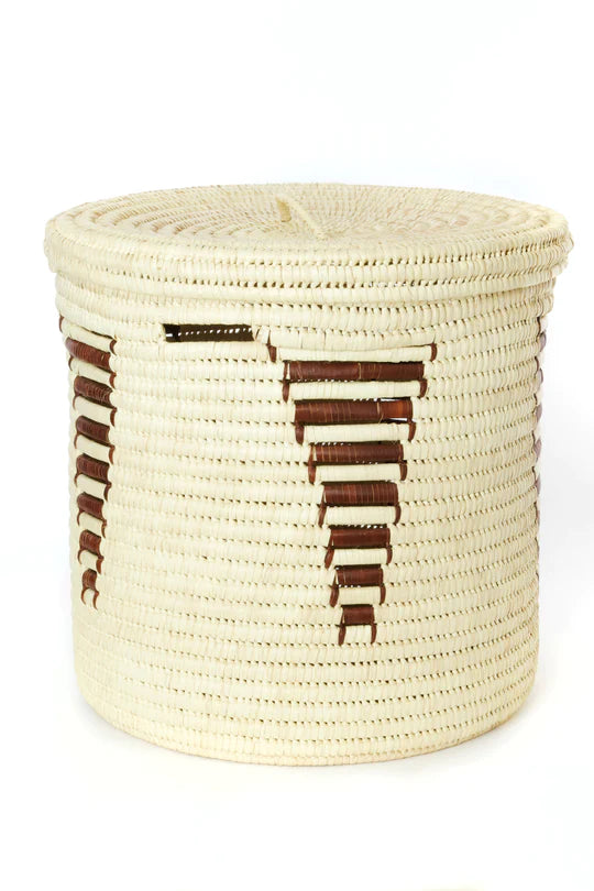 Set of Three Chestnut Arrow Gingerbread Tree Doum Palm Hamper Baskets