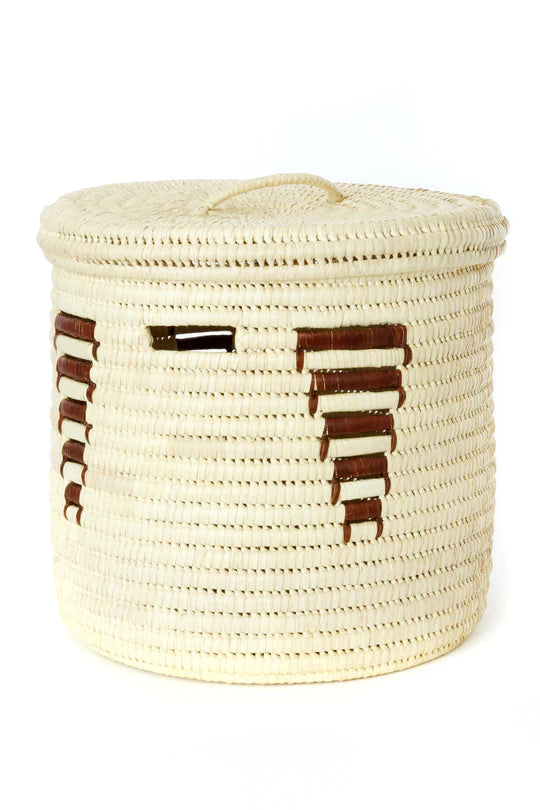 Set of Three Chestnut Arrow Gingerbread Tree Doum Palm Hamper Baskets