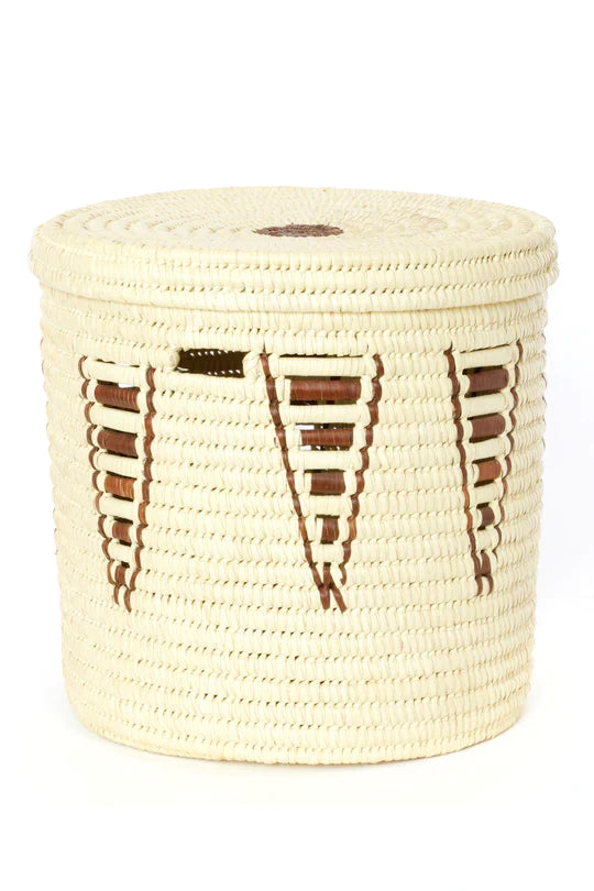 Set of Three Chestnut Arrow Gingerbread Tree Doum Palm Hamper Baskets