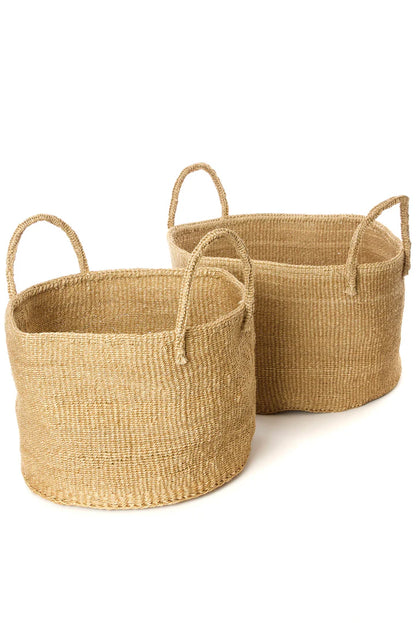 Kitui Sand Sisal Kamba Floor Basket, Set of (3)