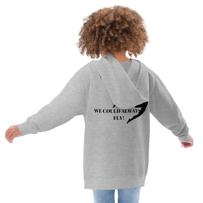 WE COULD ALWAYS FLY Kids Fleece Hoodie by SobG Designs