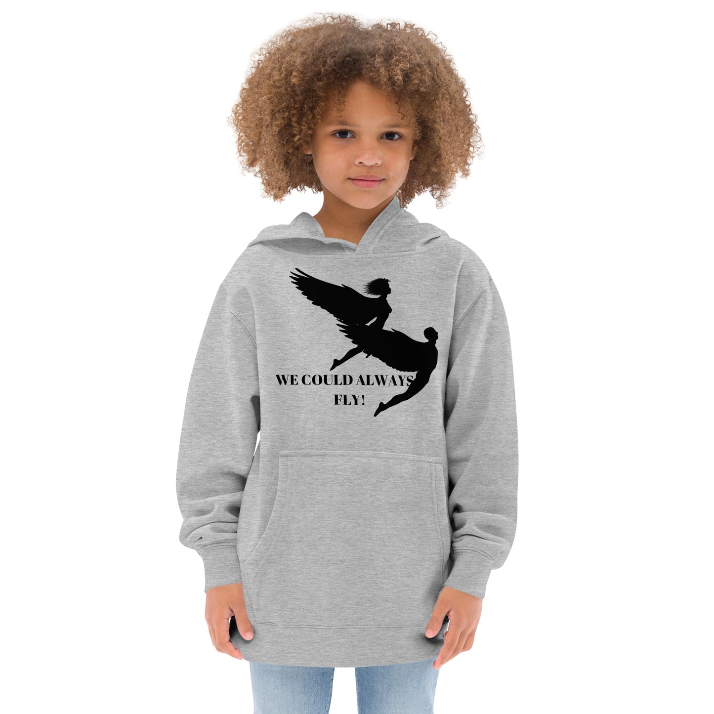WE COULD ALWAYS FLY Kids Fleece Hoodie by SobG Designs