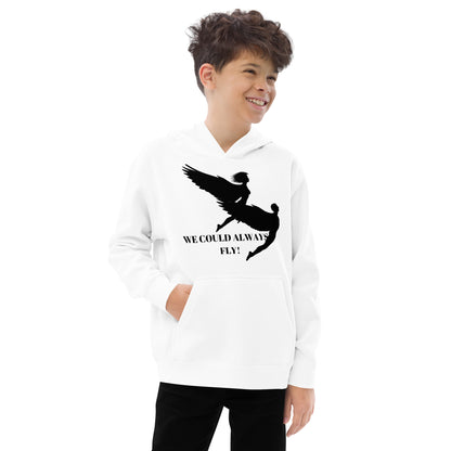 WE COULD ALWAYS FLY Kids Fleece Hoodie by SobG Designs