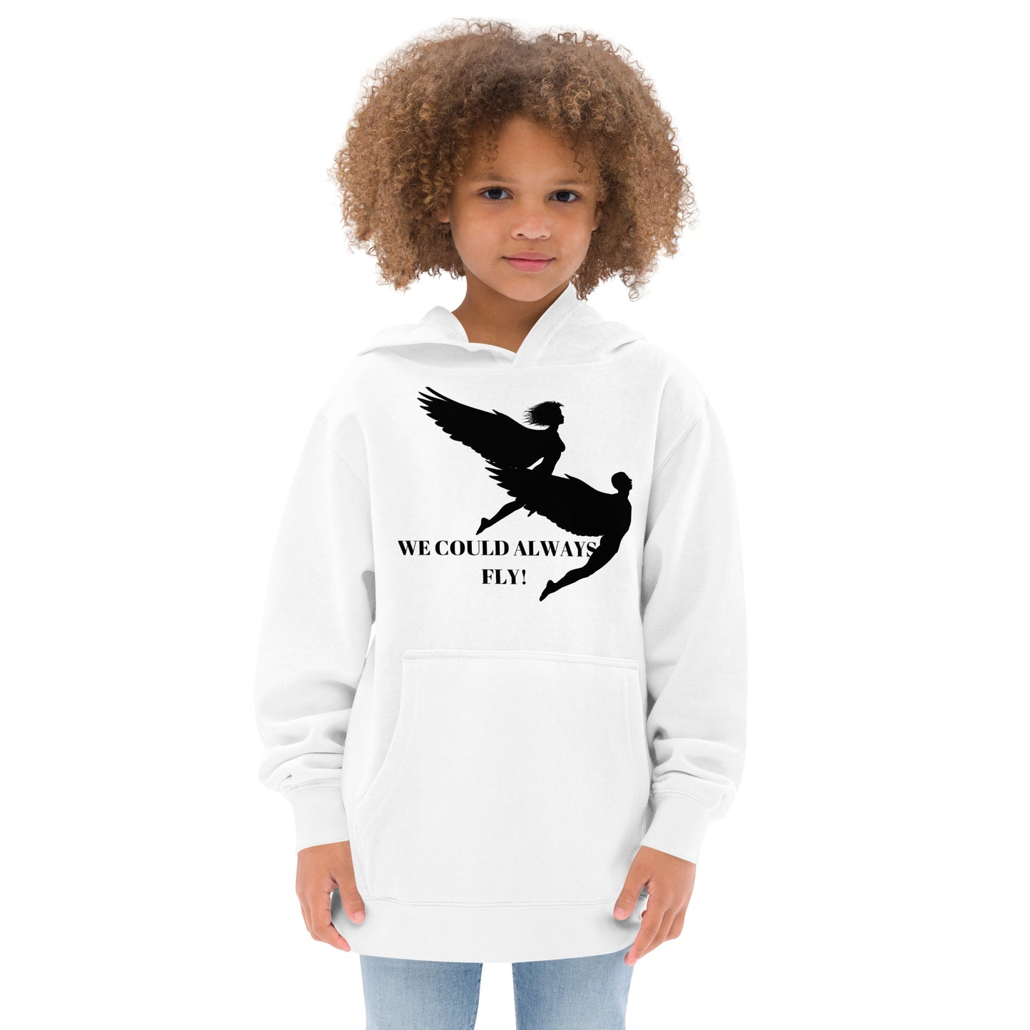 WE COULD ALWAYS FLY Kids Fleece Hoodie by SobG Designs