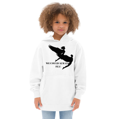 WE COULD ALWAYS FLY Kids Fleece Hoodie by SobG Designs