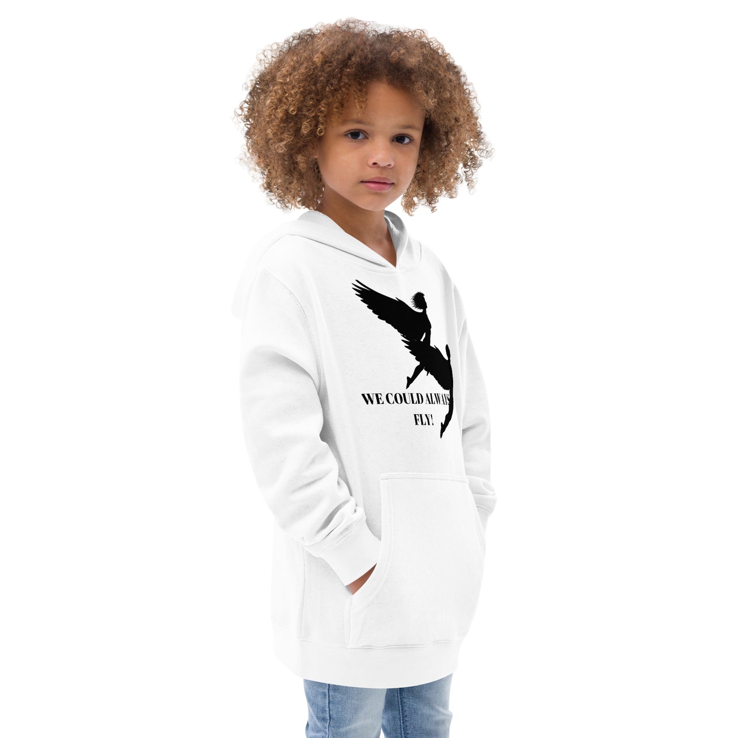 WE COULD ALWAYS FLY Kids Fleece Hoodie by SobG Designs