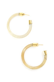 Kenyan Variegated Cow Horn Hoop Earrings