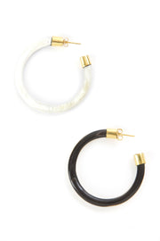 Kenyan Variegated Cow Horn Hoop Earrings