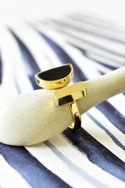 Kenyan Umbra Ring in Brass and Dark Cow Horn