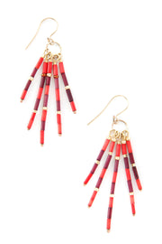 Crimson Shuka Zulugrass Fringe Earrings Set of 3 pairs