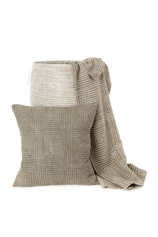 Grey Segou Squares Organic Cotton Pillow Cover