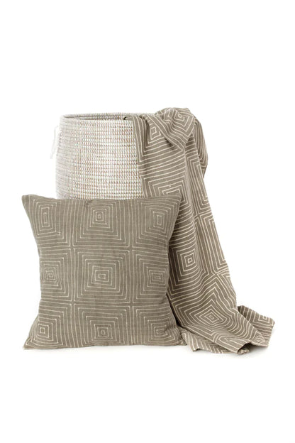 Grey Segou Squares Organic Cotton Pillow Cover