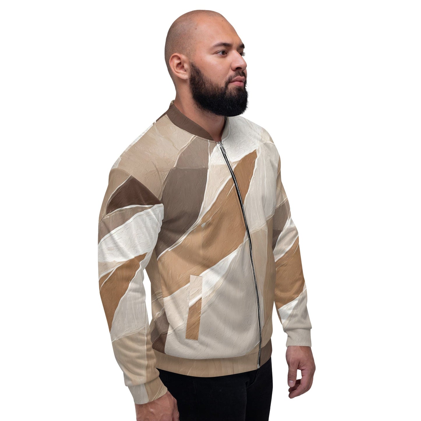 Mens Bomber Jacket - Rustic Brown Stone Print-2