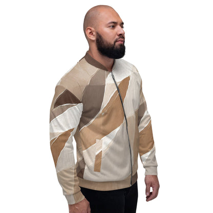 Mens Bomber Jacket - Rustic Brown Stone Print-2