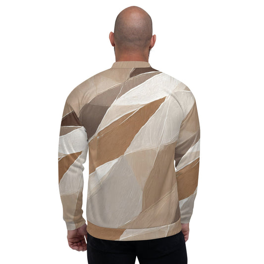Mens Bomber Jacket - Rustic Brown Stone Print-1