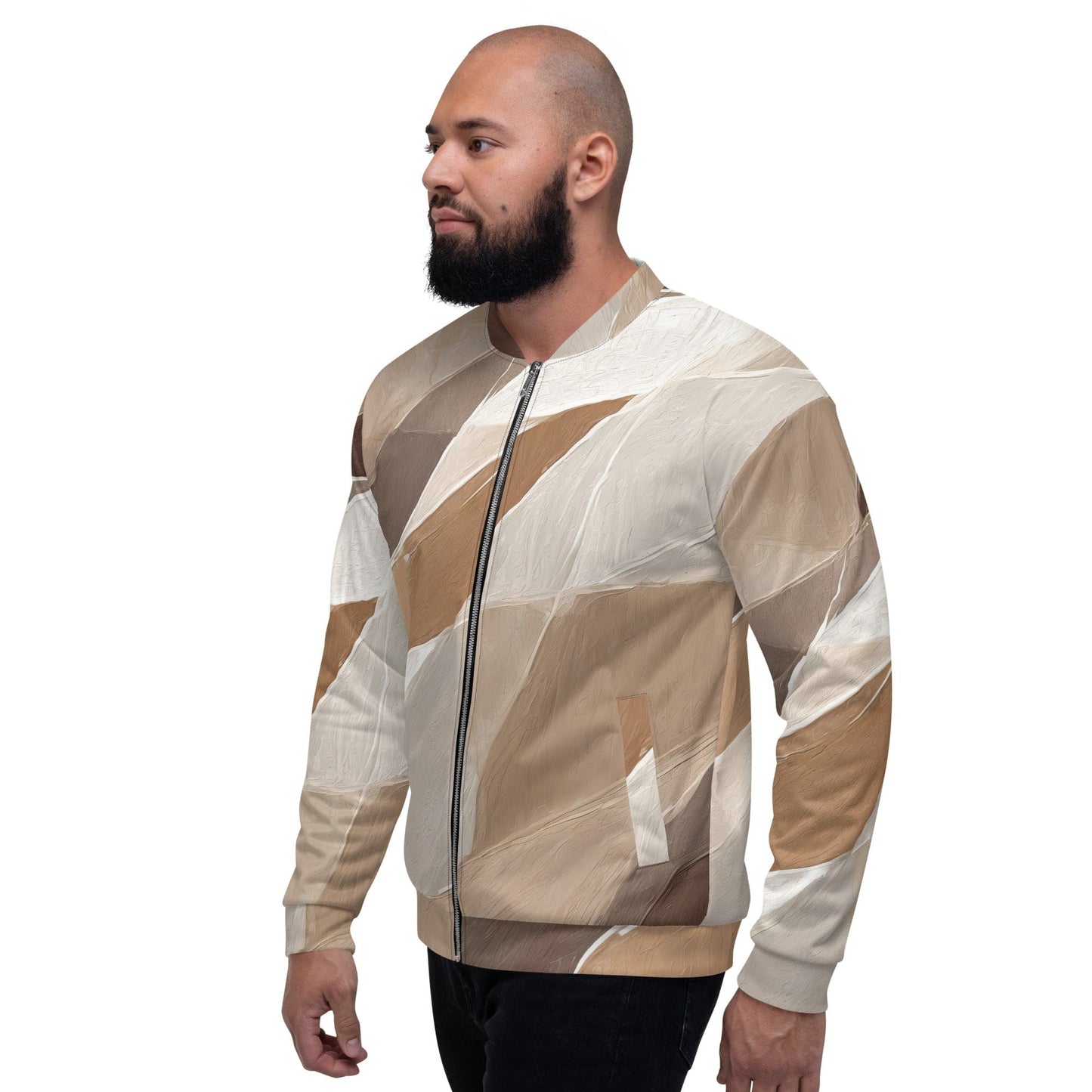 Mens Bomber Jacket - Rustic Brown Stone Print-3