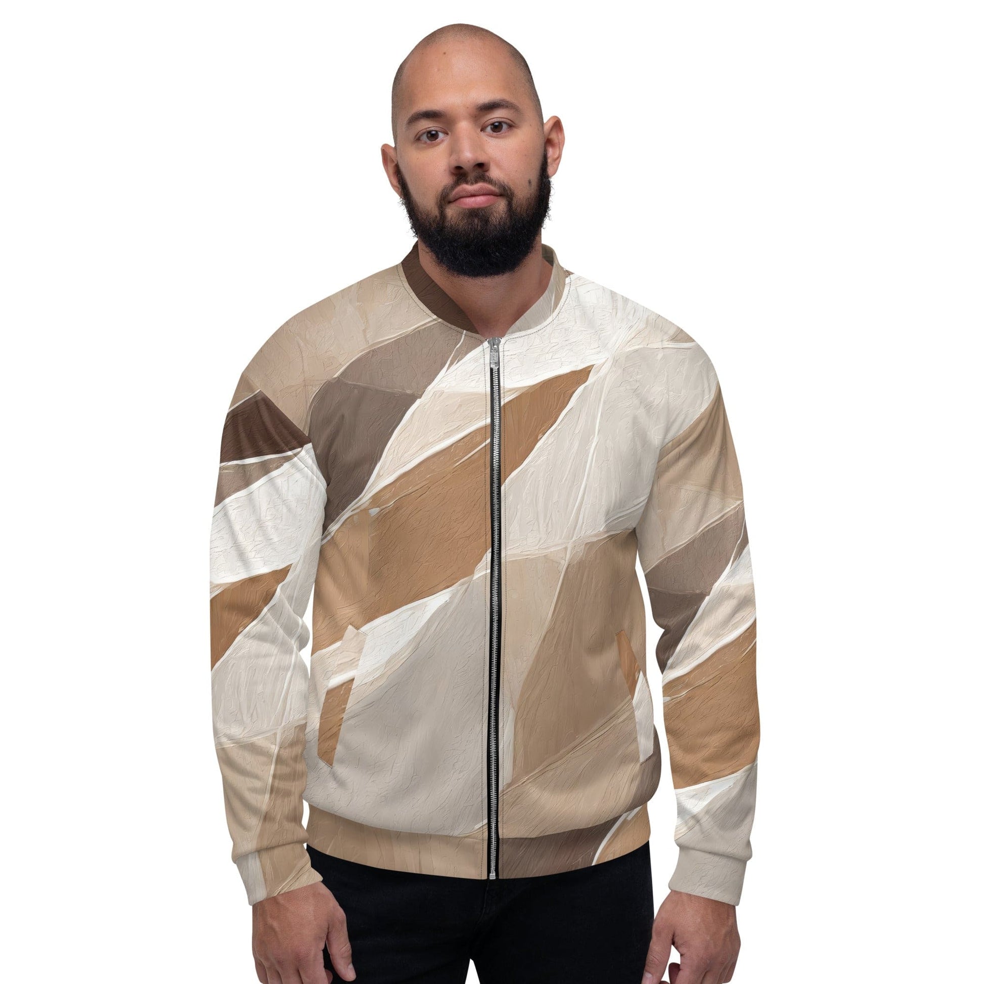 Mens Bomber Jacket - Rustic Brown Stone Print-0