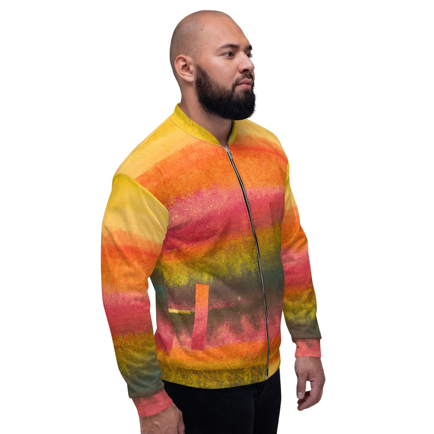 Mens Bomber Jacket - Autumn Fall Watercolor Abstract Print-2