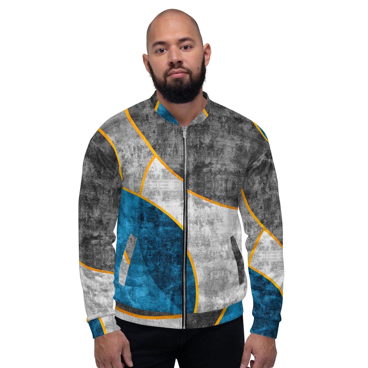 Mens Bomber Jacket - Blue Grey Design-4
