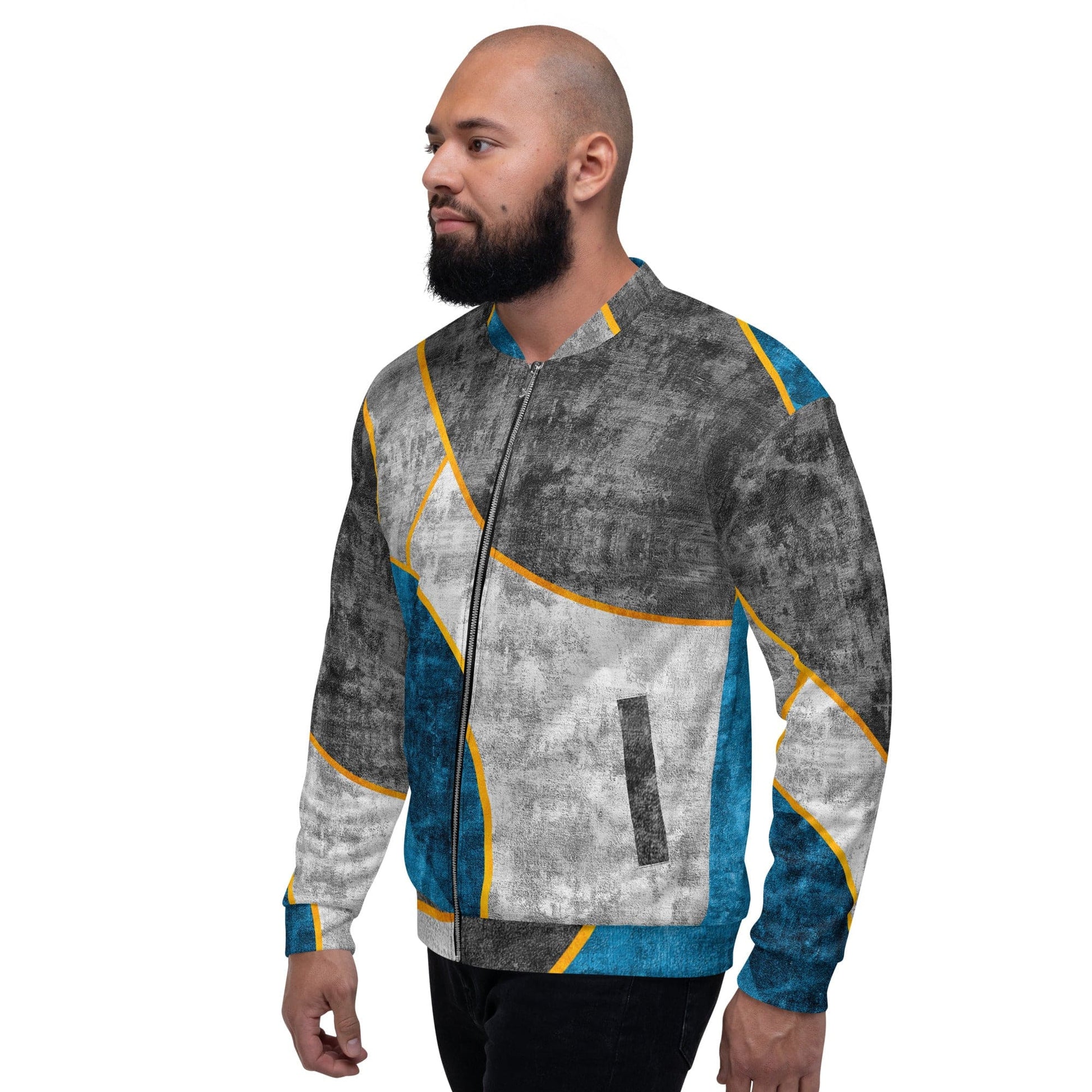 Mens Bomber Jacket - Blue Grey Design-3