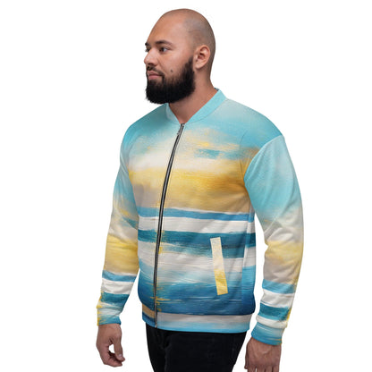 Mens Bomber Jacket - Blue Ocean Golden Sunset Print 6-3