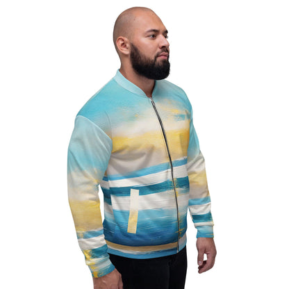 Mens Bomber Jacket - Blue Ocean Golden Sunset Print 6-2