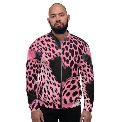 Mens Bomber Jacket - Pink Black Spotted Print-0