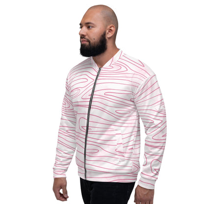 Mens Bomber Jacket - Pink Line Art Sketch Print-3