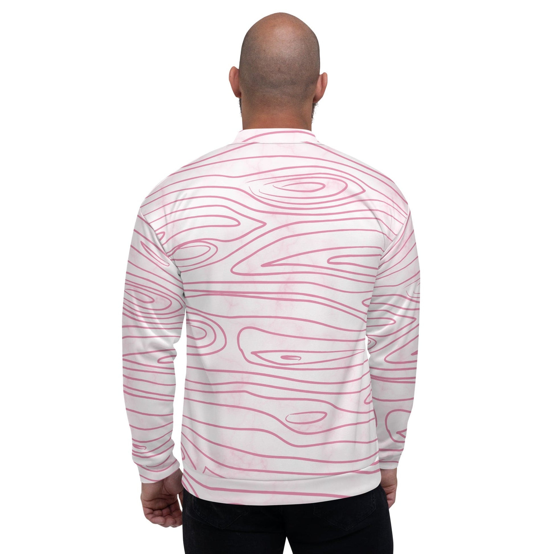 Mens Bomber Jacket - Pink Line Art Sketch Print-1