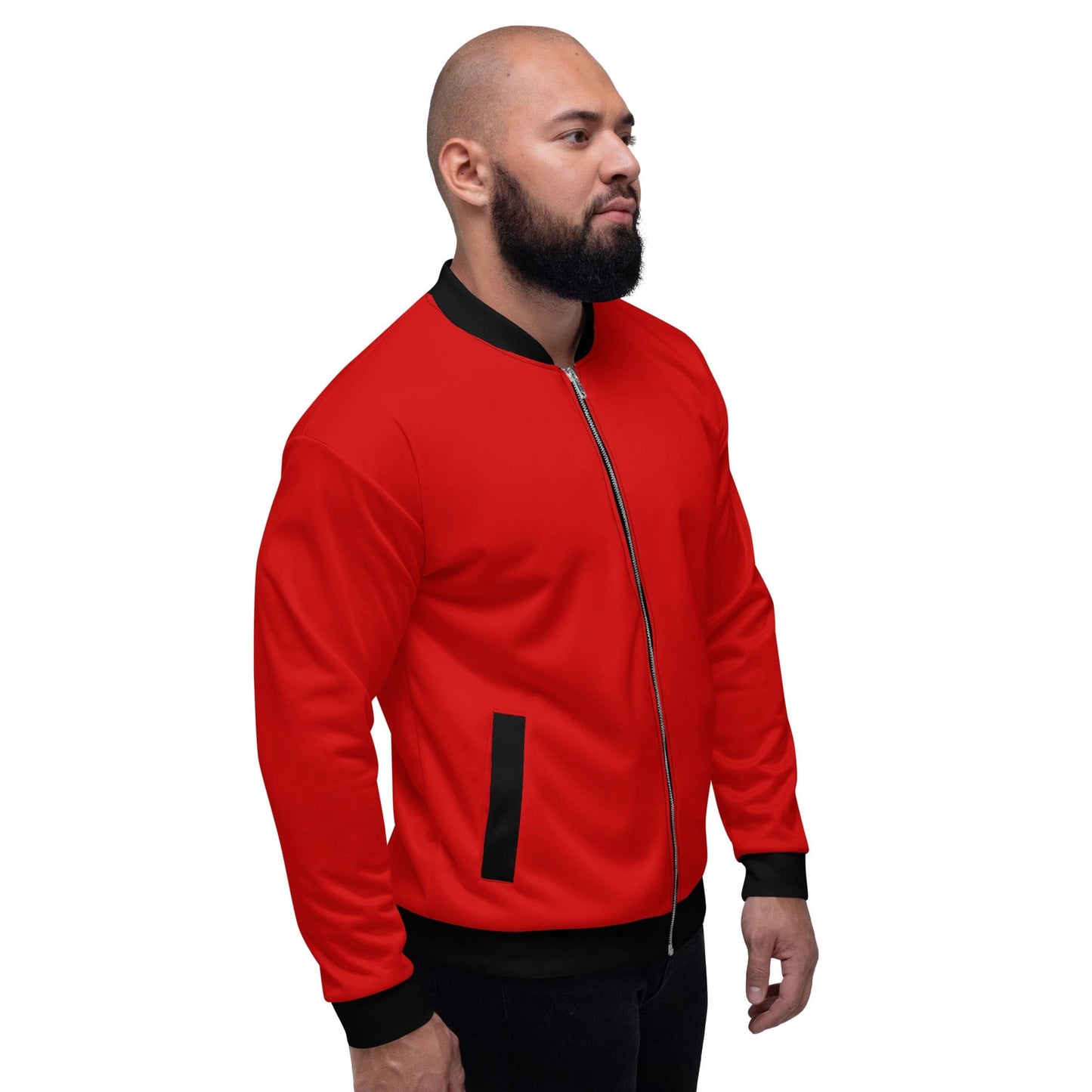 Mens Bomber Jacket - Red and Black-3