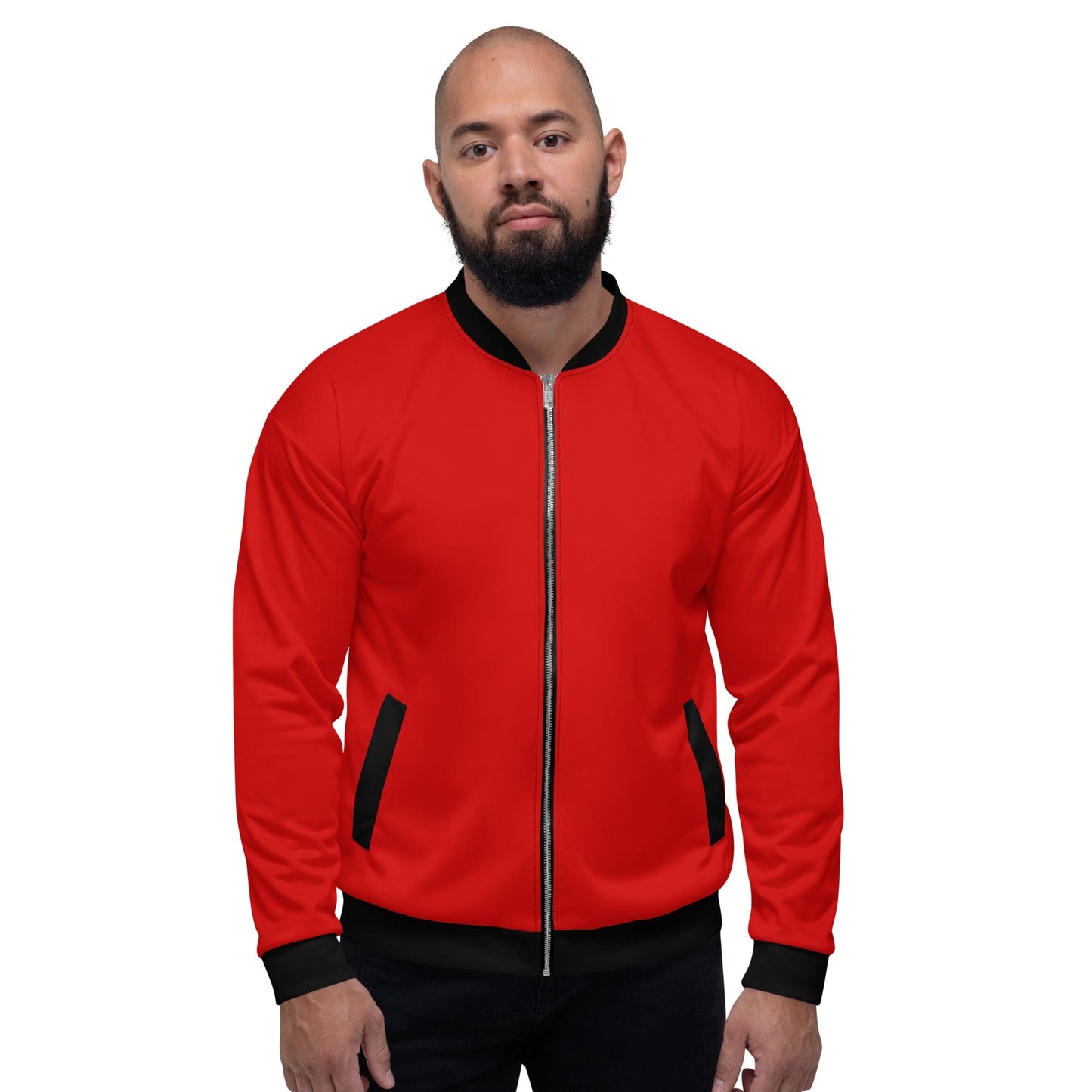 Mens Bomber Jacket - Red and Black-0