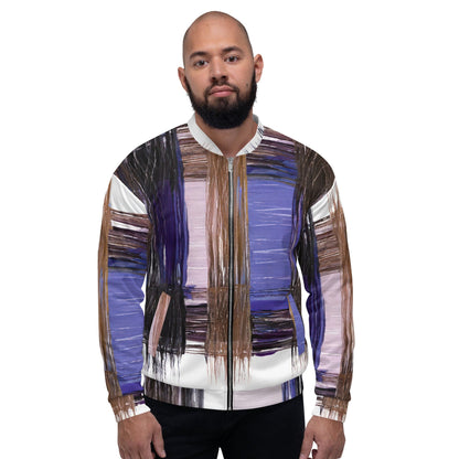 Mens Bomber Jacket - Rustic Brown Interweave Print-4